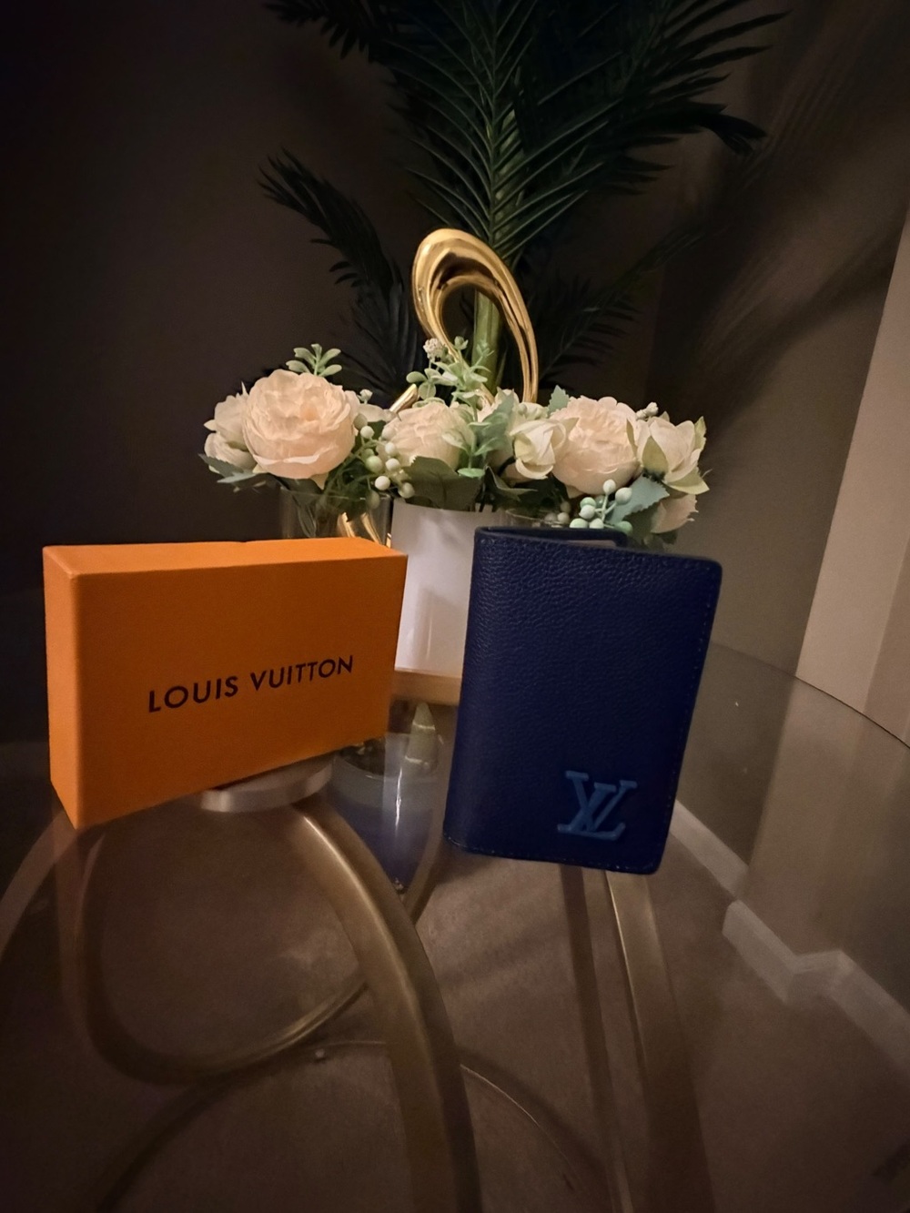 Louis Vuitton M25984 Blue Leather Pocket Organizer Card Holder for Men